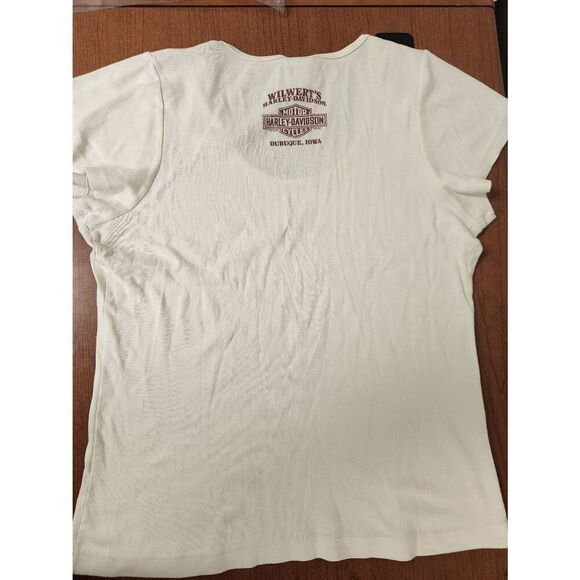 Harley-Davidson 2XL light yellow short sleeved t-shirt with Harley-Davidson on t - Picture 4 of 5